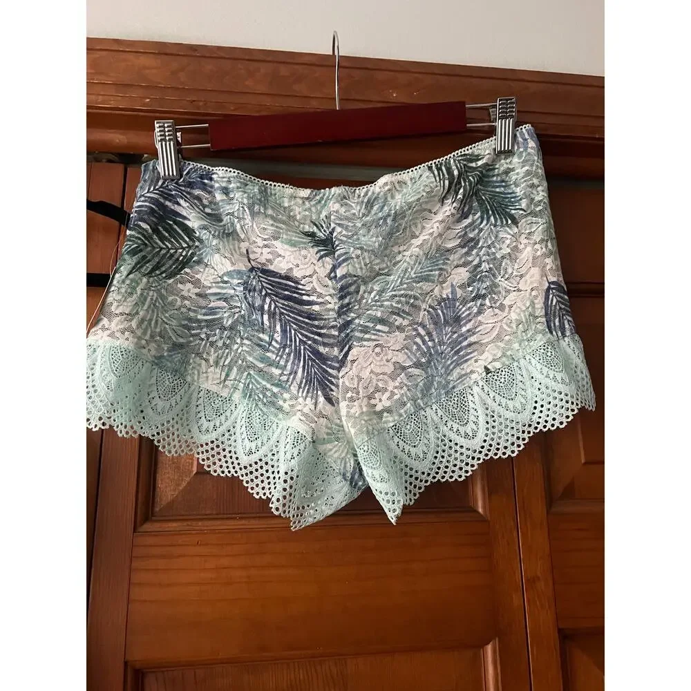 NWT In Bloom by Jonquil Women's Lace Cami & Shorts Pajama Set Aqua Palm Size XL